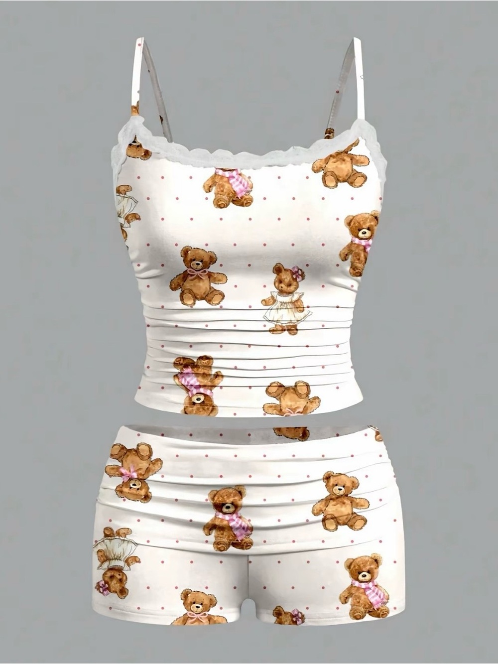 NEW Two-Piece Bear Print Cami Top & Shorts Matching Set (XXL)